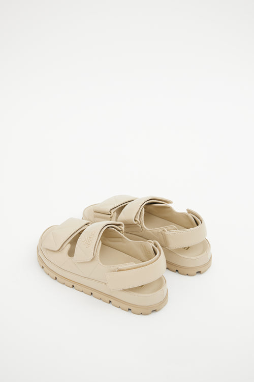 Prada Beige Nappa Quilted Slingback Sandals