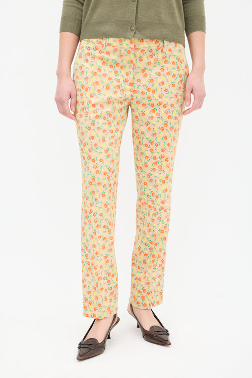 Prada Beige & Multi Floral Slim Trouser