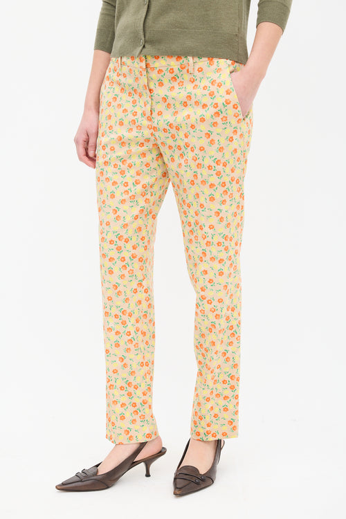 Prada Beige & Multi Floral Slim Trouser