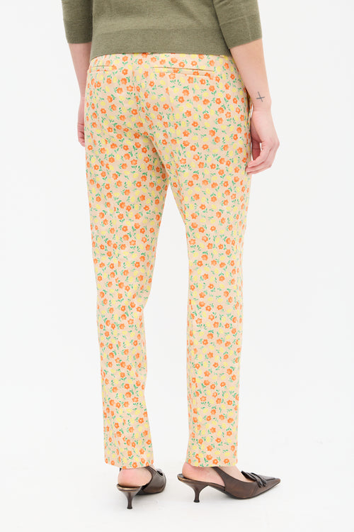 Prada Beige & Multi Floral Slim Trouser