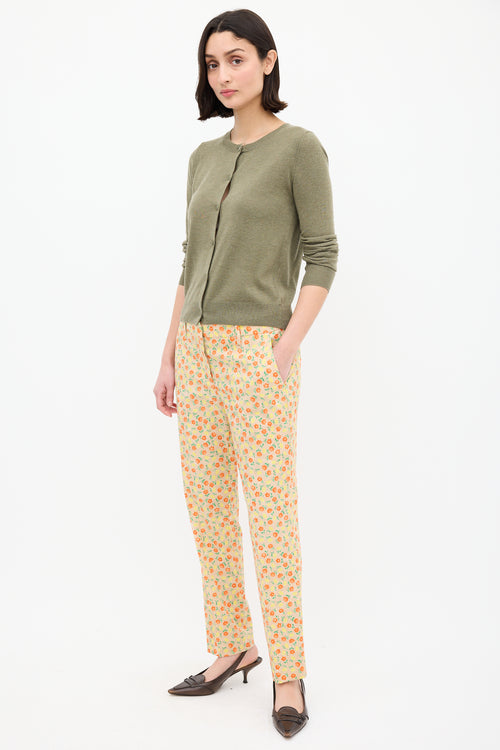 Prada Beige & Multi Floral Slim Trouser