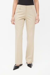 Prada Beige Nylon Pleated Trouser