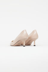 Prada Beige Patent Leather Logo Heel