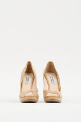 Prada Beige Patent Leather Peep Toe Pump