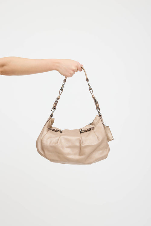 Leather Pleated Buckle Bag