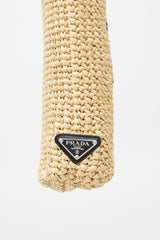 Prada Beige & Navy Raffia Woven Tote