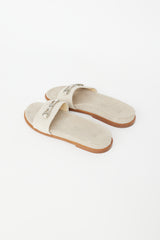 Prada Beige & Silver Buckle Slide