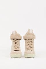 Prada Beige Suede High Top Wedge Sneaker