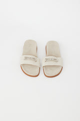 Prada Beige & Silver Chainlink Slide