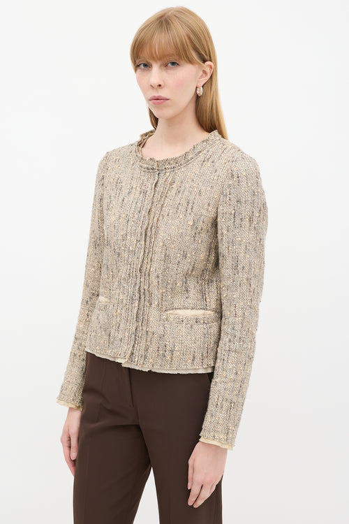 Prada Beige & Grey Tweed Two Pocket Jacket