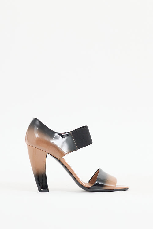 Prada Beige & Black Patent Leather Gradient Sandal