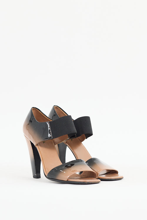 Prada Beige & Black Patent Leather Gradient Sandal