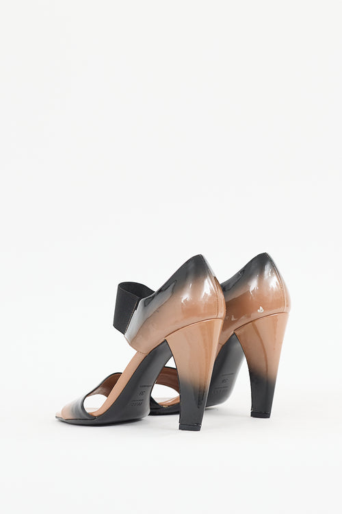 Prada Beige & Black Patent Leather Gradient Sandal