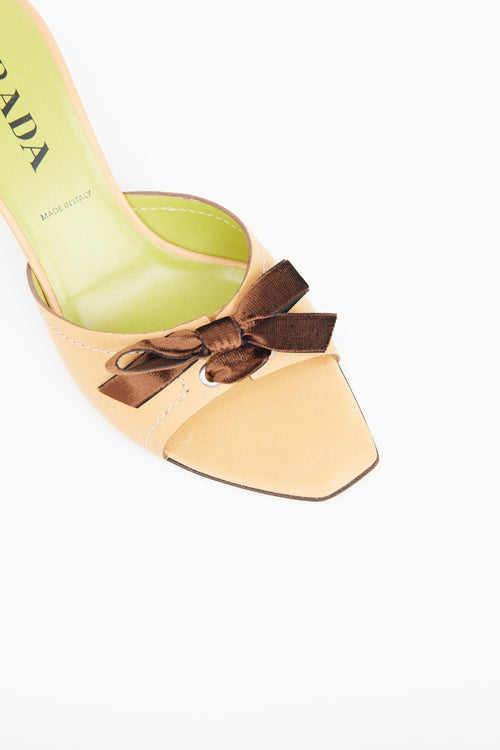 Brown Bow Kitten Heel