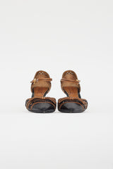 Prada Black & Brown Leather Bow Heel
