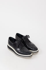 Prada Black & White Leather Platform Brogue