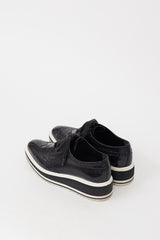 Prada Black & White Leather Platform Brogue