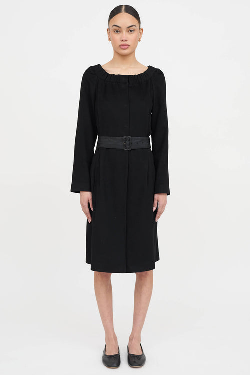 Prada 2007 Button Up Belted Dress