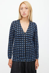 Prada Black & Multicolour Geometric Silk Cardigan