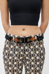 Prada Black & Brown Chain Buckle Belt