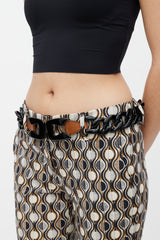 Prada Black & Brown Chain Buckle Belt