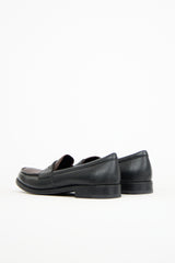 Prada Black & Brown Textured Leather Penny Loafer