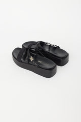 Prada Vintage Black Buckle Platform Slide