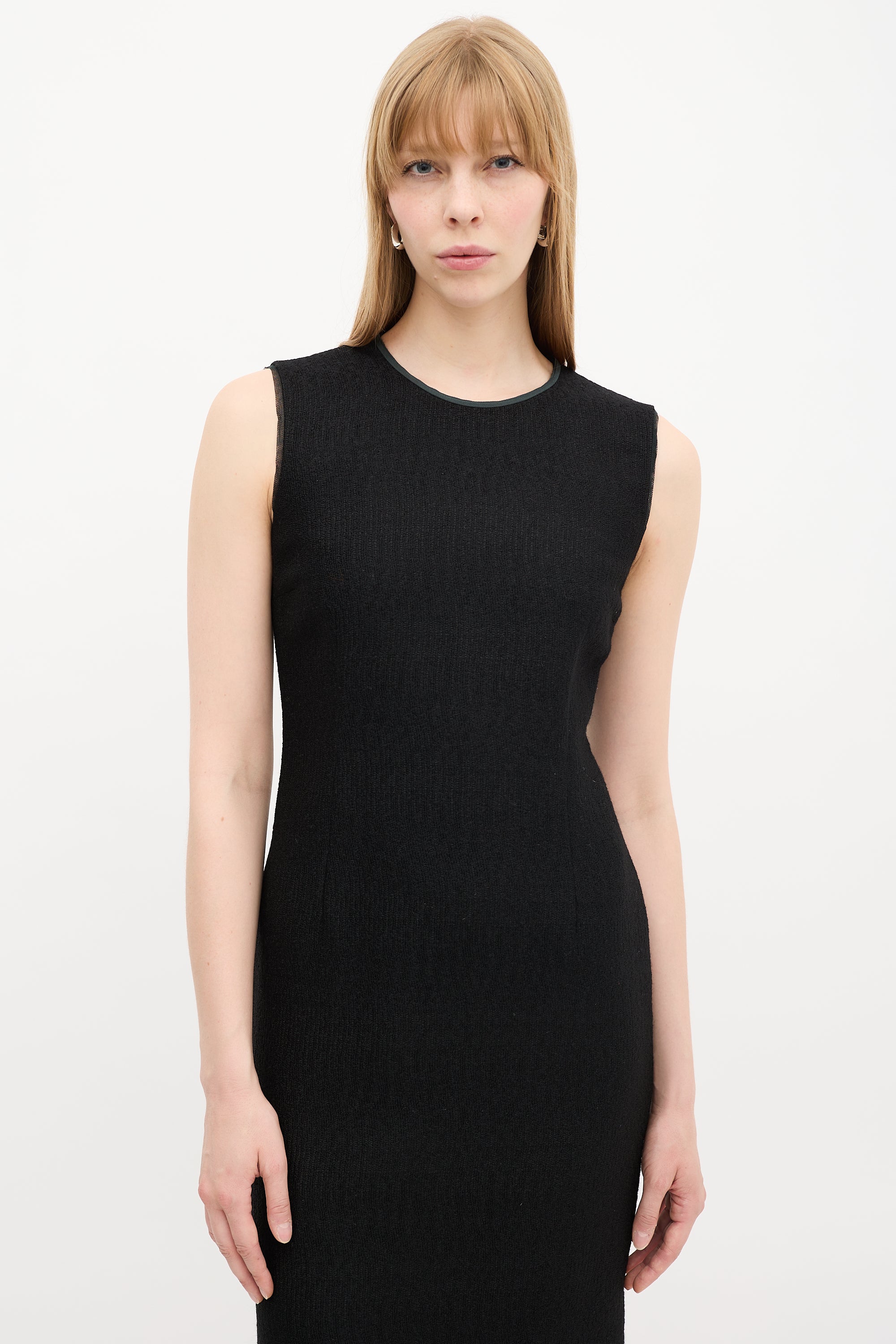 Prada // Black Chenille Midi Sheath Dress VSP Consignment Prada // Black Chenille Midi Sheath Dress VSP Consignment