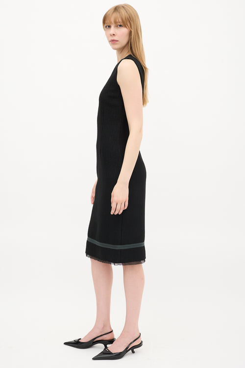 Prada Black Chenille Midi Sheath Dress