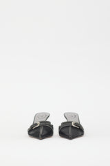 Prada Black Leather Buckle Mule