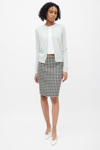 Prada Black & Cream Wool Gingham Skirt