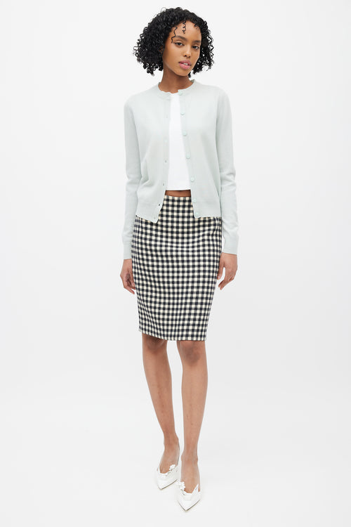 Prada Black & Cream Wool Gingham Skirt