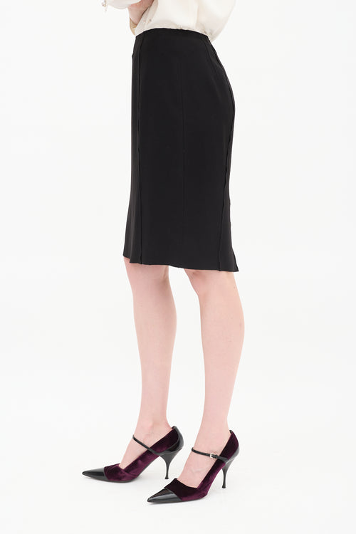 Prada Black Crepe Midi Pencil Skirt