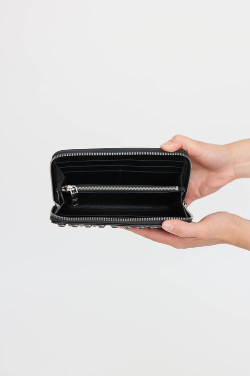Prada Vernice Crystal Long Zip Wallet