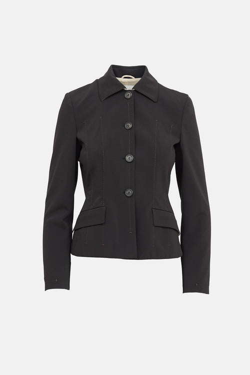 Contrast Stitch Button Jacket