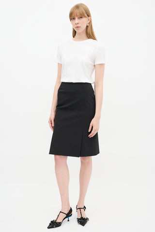 Prada Black Double Vent Midi Pencil Skirt