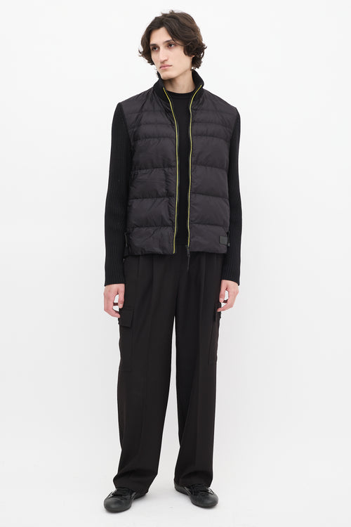 Prada Black Down & Ribbed Knit Jacket