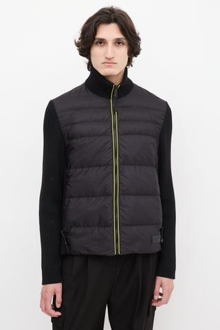 Prada Black Down & Ribbed Knit Jacket