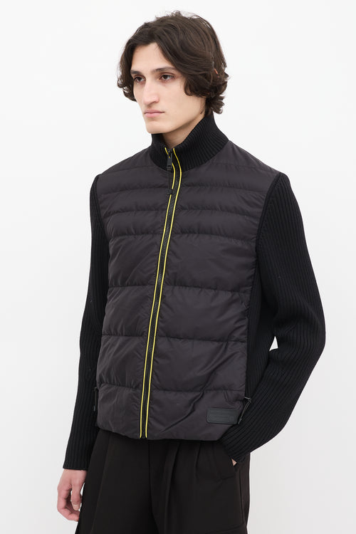 Prada Black Down & Ribbed Knit Jacket