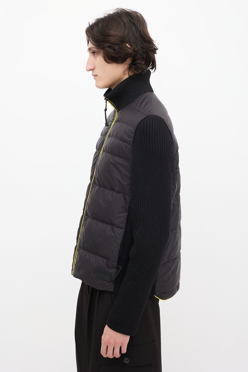 Prada Black Down & Ribbed Knit Jacket