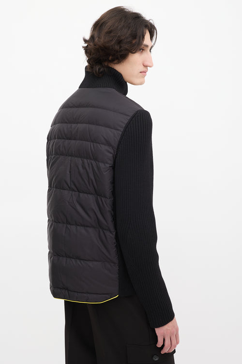 Prada Black Down & Ribbed Knit Jacket