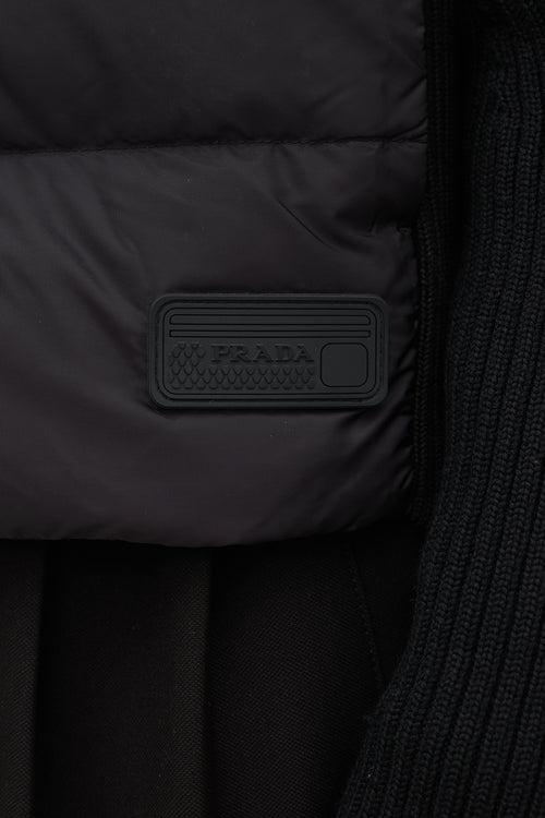 Prada Black Down & Ribbed Knit Jacket