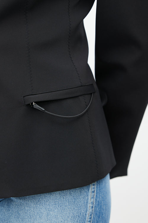 Prada Black Drawcord Darted Blazer