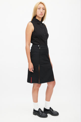 Prada Black Dual Zip Skirt