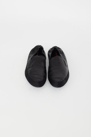 Prada Black Leather Slip On Loafer