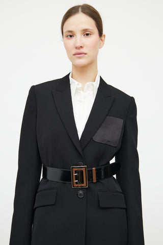 Prada Black & Brown Patent Leather Belt