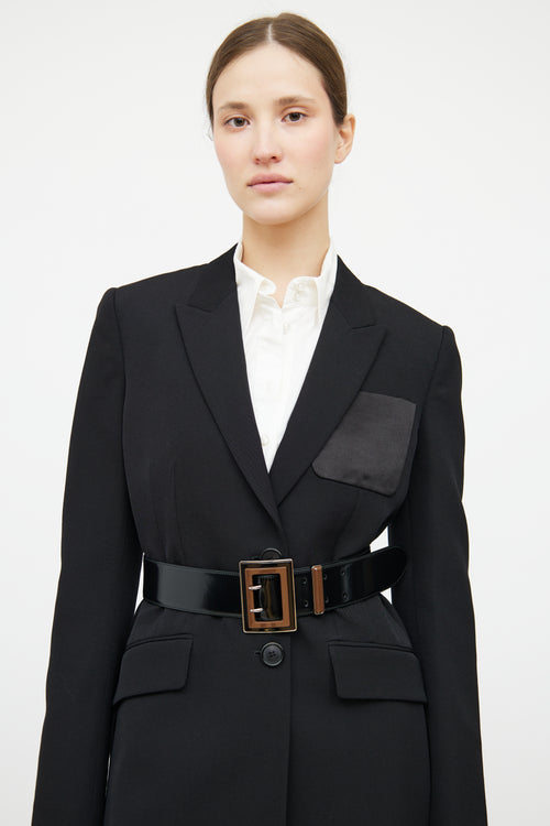 Prada Black & Brown Patent Leather Belt