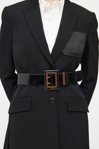 Prada Black & Brown Patent Leather Belt