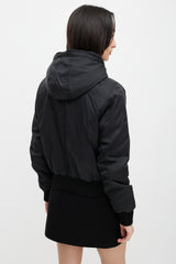 Prada Black Hooded Nylon Bomber Jacket