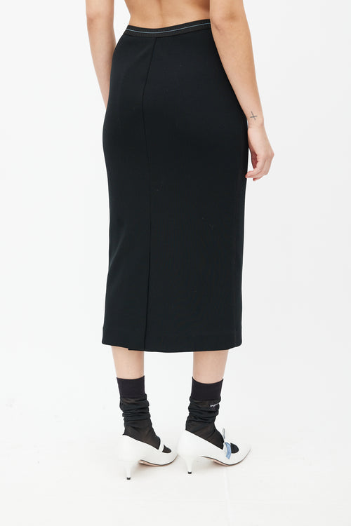 Prada Black Knit Logo Skirt